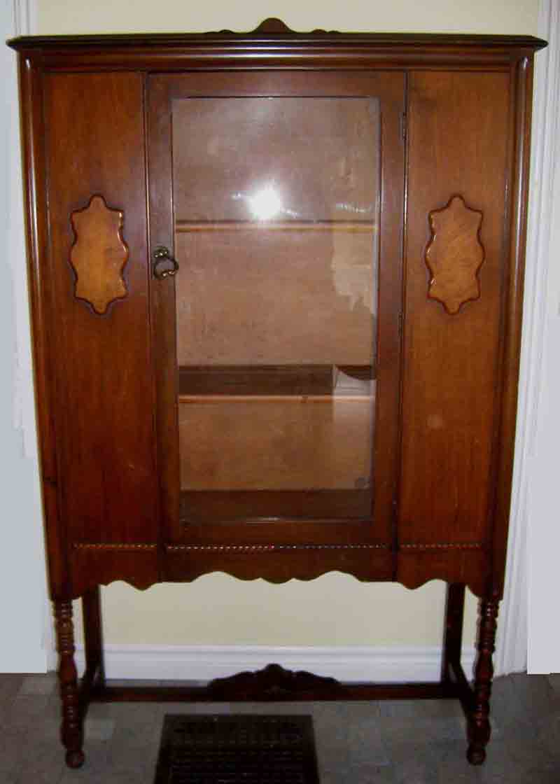 Antique China Cabinet Walnut Original Finish 38 Wide X 60